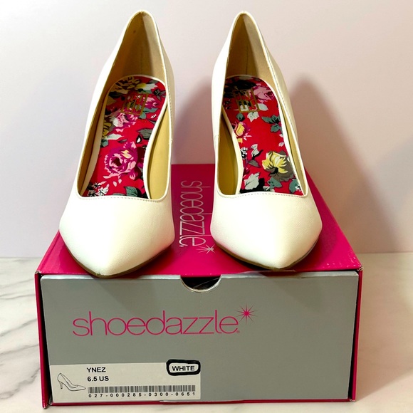 NWT Shoedazzle Women's Ynez White Pink Bottom Pump 3.75” Heel - Size 6.5 - Picture 6 of 11